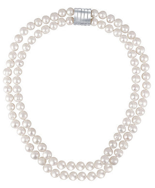 Collana di perle bianche reali a doppia fila JL0656