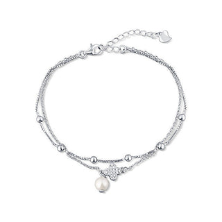 Jwl luxury pearls Bracelet Double en Argent Sterling avec Perle Naturelle et Zirconia JL0801