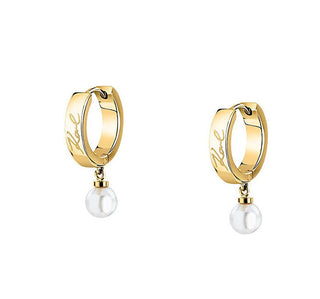 Karl lagerfeld Boucles d'oreilles créoles plaquées or Perle KLAYR15