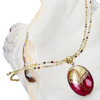 Collana Elegante Rossa del Mare con perla Lampglas in oro 24 carati NP25