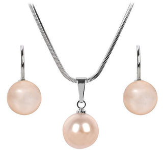 Levien Un encantador conjunto de collares de perlas durazno y aretes