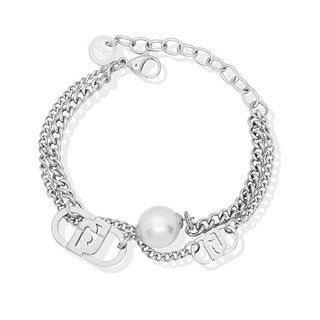 Liu jo Double steel Bracciale with synthetic pearl LJ2805