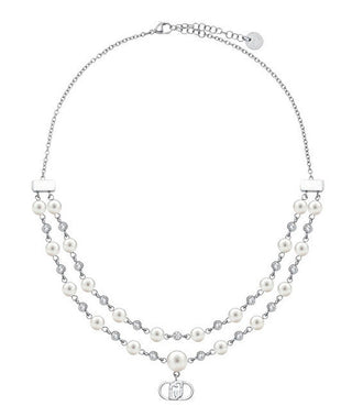 Liu jo Doble acero Collar con perlas Piedras LJ3170