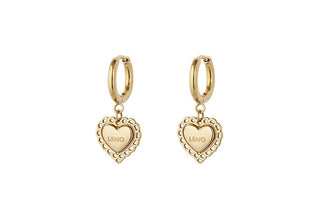 Liu jo Gold-plated dangle Orecchini Heart Icones LJ3200