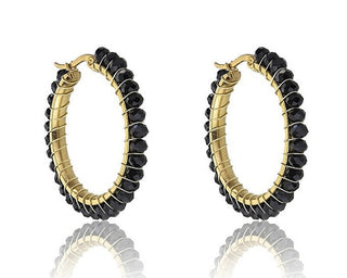 Marc malone Stylish gold-plated circles Elena Black Orecchini MCE23028G