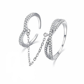 Moiss Luxury double silver Anello con zircons R00022 - Circonferenza: 54 mm