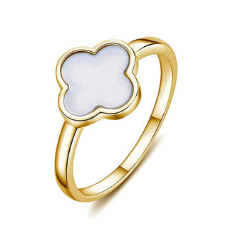 Moiss Gold-plated Anello with mother-of-pearl Four-leaf clover R0004476-P - Circuit: 59 mm