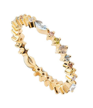 Pdpaola Gold-plated da donna Anello con colored zircons Lotus Colors AN01-C80 - Circonferenza: 50 mm