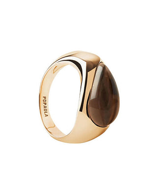 Pdpaola Gold-plated Anello with brown Luna ANB1-E96 - Circuit: 50 mm