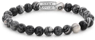 Rebel&rose Beaded Bracelet Black Wolf RR-80032-S - Size: 19 cm - L