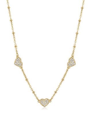 S'agapõ Aurora SAR39 Sparkling Hearts Gold Plated Love Collana
