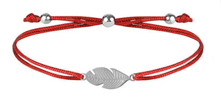 Troli Corded Bracciale with red / steel feather