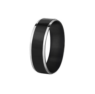 Troli Steel black Anello con silver rim - Circonferenza: 54 mm