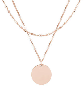 Troli Collier double plaqué or en acier avec un pendentif circulaire