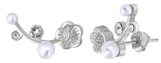 Troli Longitudinal steel Orecchini con crystals e pearls