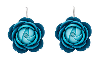 Troli Pendientes colgantes azul turquesa en forma de flores del océano profundo