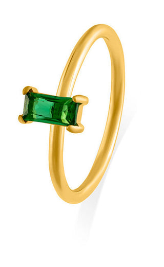 Troli Un charmant anneau plaqué or avec un zircon vert - Circuit : 57 mm