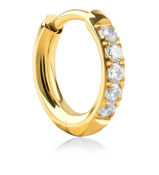 Troli VHLLE2008G boucle d'oreille ronde plaquée or simple avec zircons - Diamètre : 0,8 cm