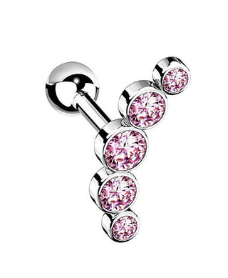 Troli Long steel single Orecchino con pink zircons VHLLE00669SRP