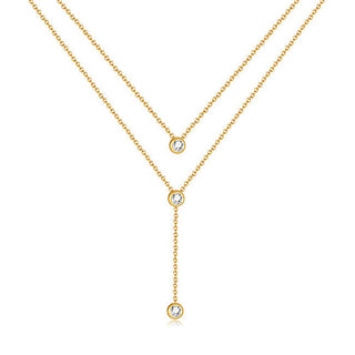 Troli Charming doble collar chapado en oro con circonitas