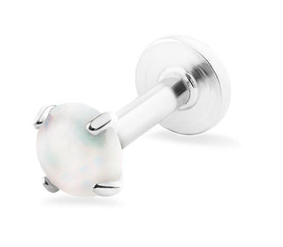 Troli Steel Labret mit weißem synthetischem Opal - Durchmesser: 0,5 cm