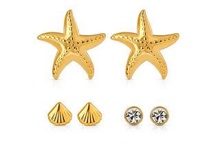 Troli Ensemble assorti de boucles d'oreilles plaquées or (3 paires) VJDEW2410003