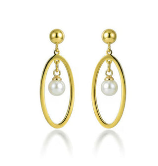 Victoria walls Gold-plated Earrings with artificial dangling pearl VWE260599G