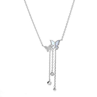 Again jewelry Silver Necklace Butterflies with Pearls AJNA0004