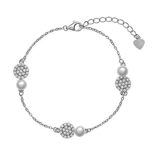 Again jewelry Silver bracelet with zirconia and pearls AJNR0011