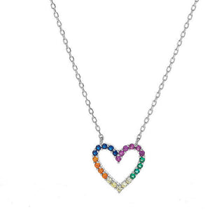 Again jewelry Delicate Silver Necklace Colorful Heart AJNA0025