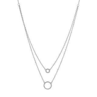 Again jewelry Double silver necklace with rings AJNA0030
