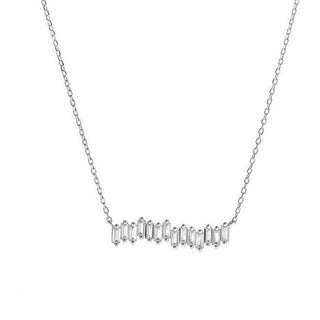Again jewelry Beautiful silver necklace with clear zirconia AJNA0012