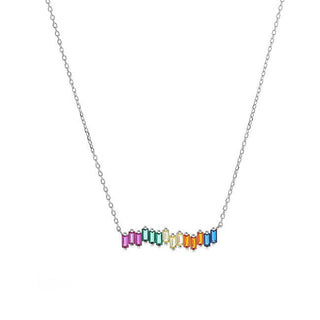 Again jewelry Beautiful silver necklace with colored zirconia AJNA0010