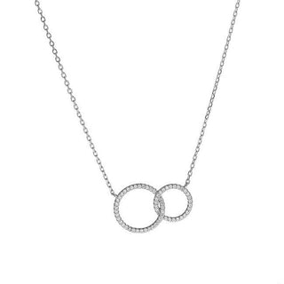 Again jewelry Sparkling Silver Linked Rings Necklace AJNA0020