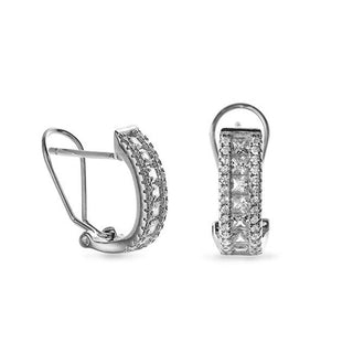 Again jewelry Silver Hoop Earrings with Zirconia AJNS0002