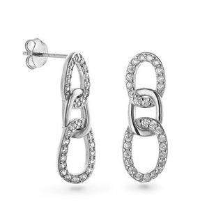 Again jewelry Decent Silver Drop Earrings with Clear Zirconia AJNS0003
