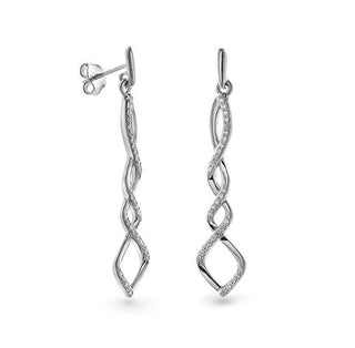 Again jewelry Silver Drop Earrings with Cubic Zirconia AJNS0010