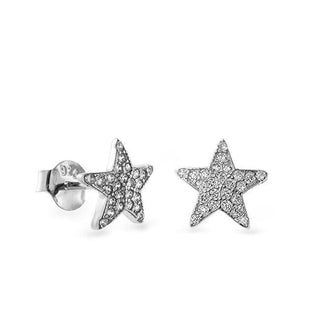 Again jewelry Silver star earrings with cubic zirconia AJNS0028