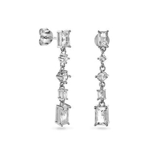 Again jewelry Sparkling Silver Drop Earrings with Zirconia AJNS0029