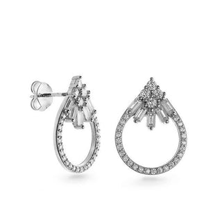 Again jewelry Unique Silver Cubic Zirconia Earrings AJNS0033