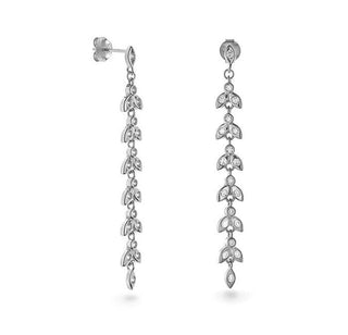 Again jewelry Long silver earrings with zirconia AJNS0056