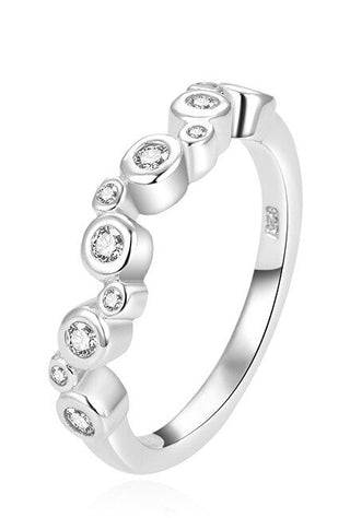 Beneto Modern Silverring med Zirconia AGG388 - Krets: 54 mm