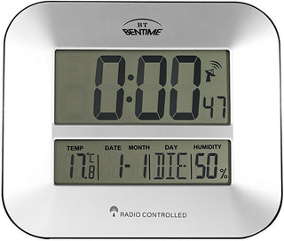 Bentime Orologio/sveglia radiocontrollato con termometro e igrometro H17-ET843S — Sveglia radiocontrollata