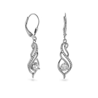 Again jewelry Elegant Silver Drop Earrings with Cubic Zirconia AJNS0045