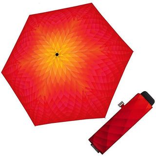 Doppler Γυναικεία Πτυσσόμενη Ομπρέλα Carbonsteel Mini Slim Fusion Κόκκινη/Κίτρινη