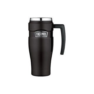 Thermos Style Vandtæt termokande med håndtag - mat sort 470 ml
