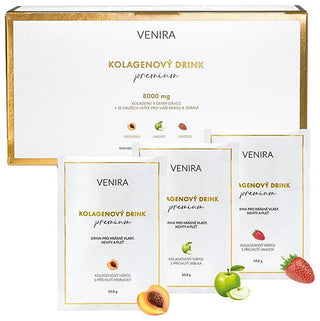 Venira Kollagengetränk für Haare, Nägel und Haut mit Geschmack (Aprikose, Apfel, Erdbeere) 30 Beutel