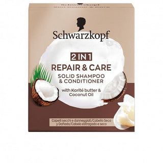 Schwarzkopf 2 Em 1 Repair & Care Cabelos Secos e Danificados – Champô Condicionador Sólido 60 G. 