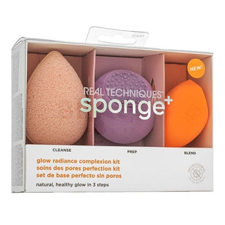 Real Techniques Sponge+ Glow Radiance Complexion Kit 3 pezzi — Set di spugne makeup