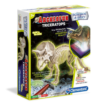 Clementoni, Επιστήμη & Παιχνίδι, Archeofun Triceratops Λάμπει στο Σκοτάδι, Παζλ, 61723, Unisex, 7+ ετών